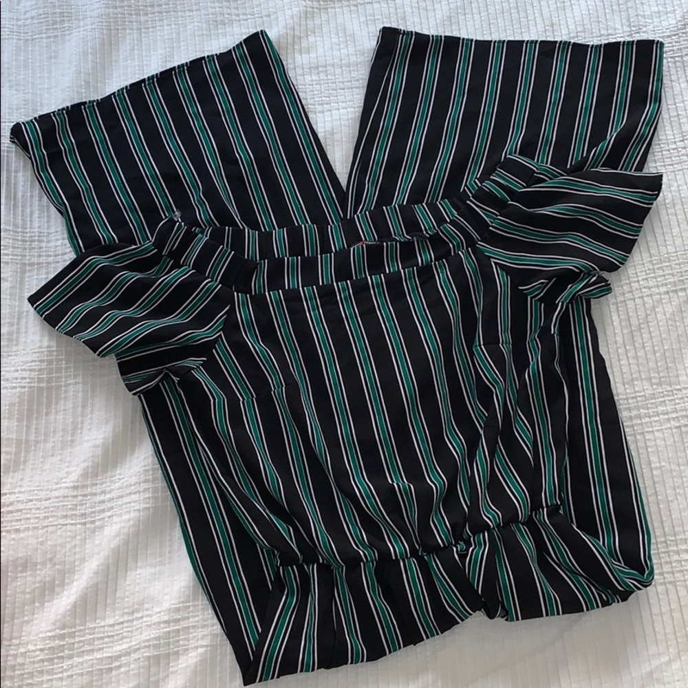 Green striped jumpsuit